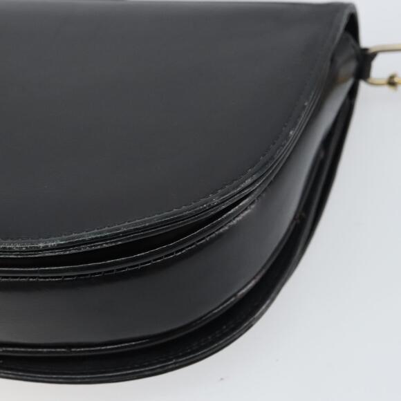 CELINE Horse Carriage Shoulder Bag Leather Black Gold Auth...